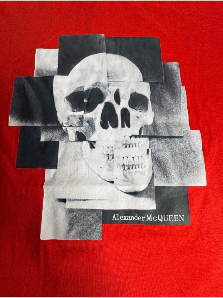 Alexander Mcqueen Red Crewneck Tshirt With White Label Xxl